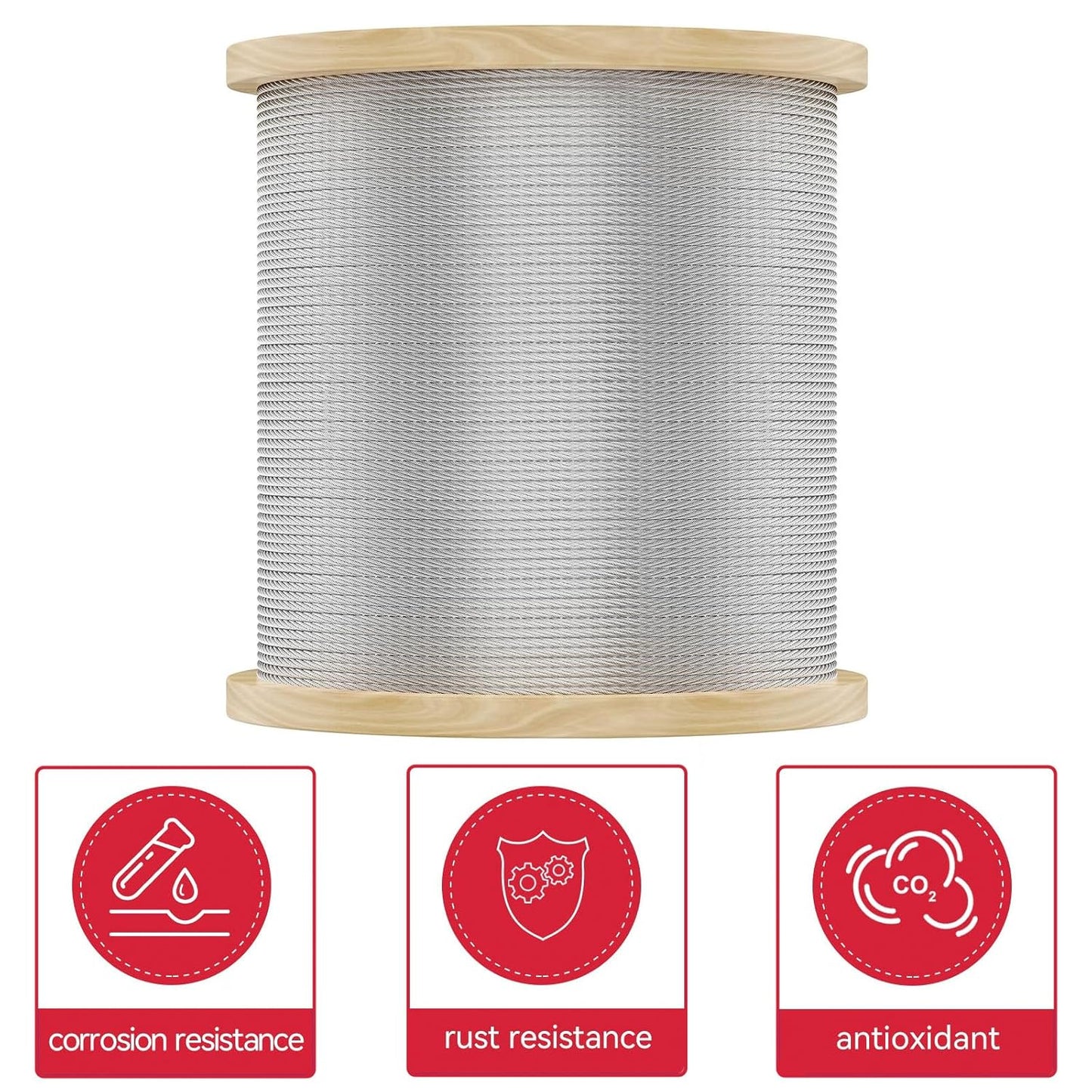 500FT 3/16 Stainless Steel Cable for Deck Railings System 7 x 19 Strand Construction Aircraft Cable for Rail Deck and DIY Balustrade (500FT)