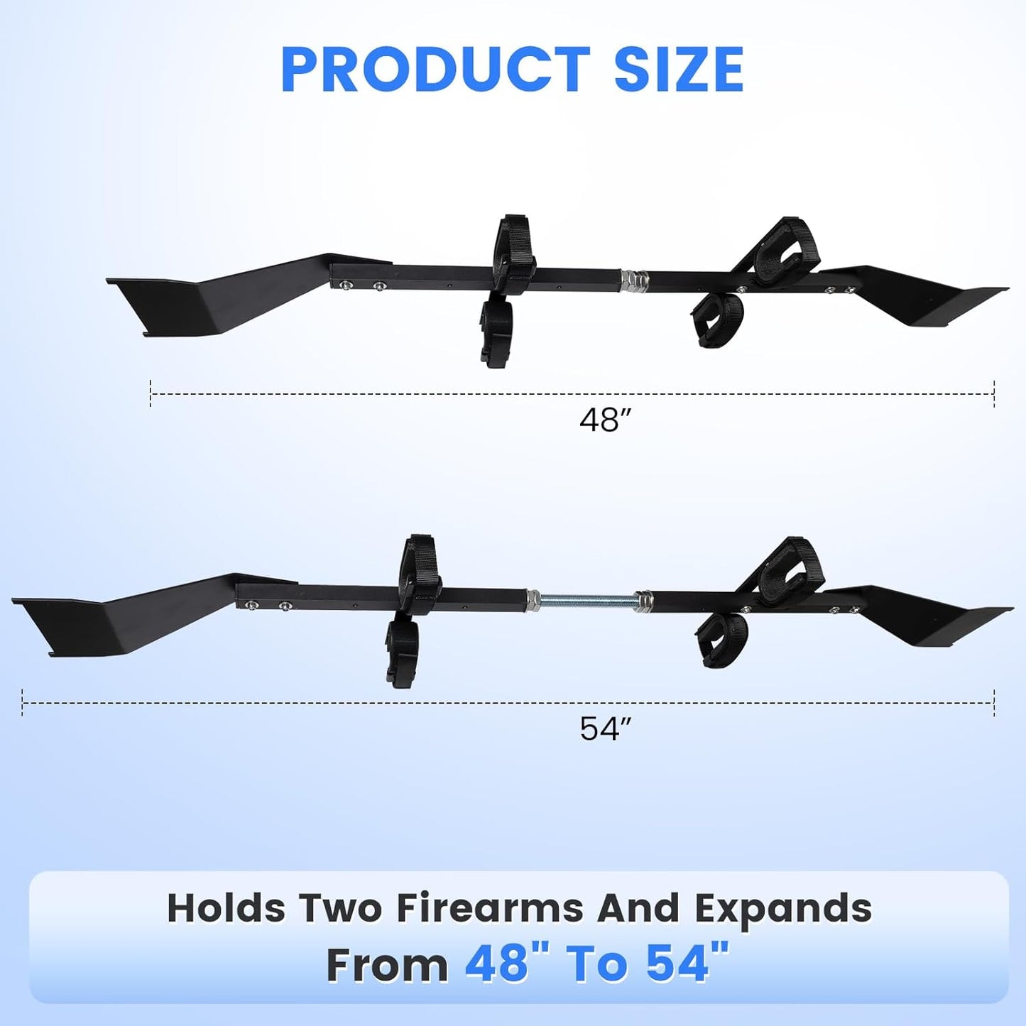 Gun Rack for Truck, 48'-54' Overhead Rack (Center-Lok), No Drilling, Double, Sturdy Truck Gun Holder for 4 Door