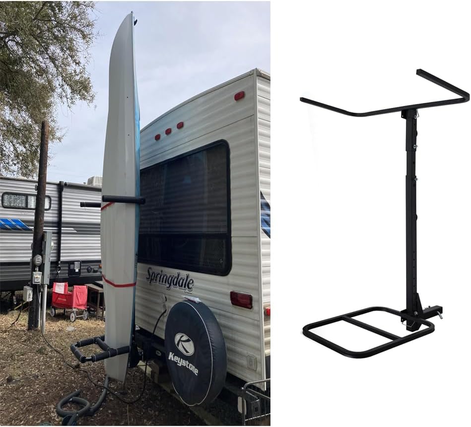 Heavy-Duty Vertical Hitch Mount Kayak Rack, Fits Kayaks Up to 12 Ft, 150 lbs Cap., Compatible with 2' Hitch Receiver