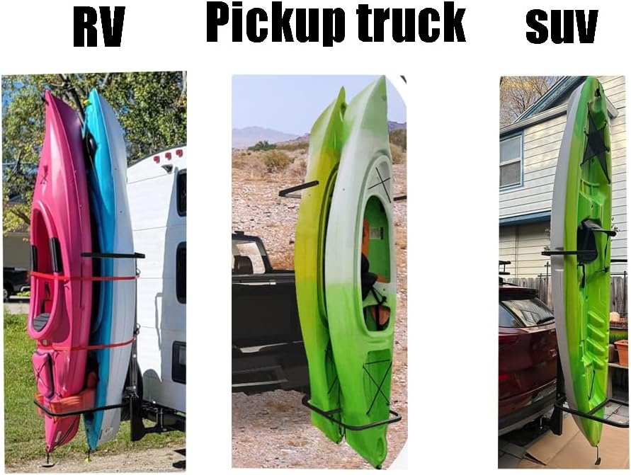 Heavy-Duty Vertical Hitch Mount Kayak Rack, Fits Kayaks Up to 12 Ft, 150 lbs Cap., Compatible with 2' Hitch Receiver