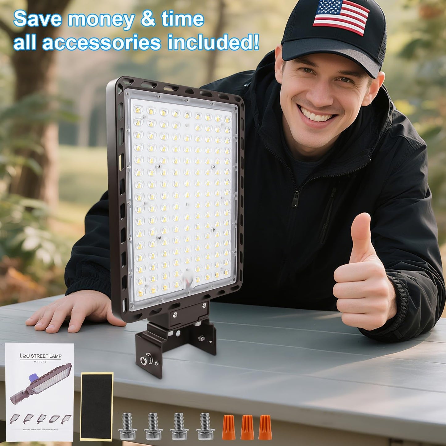 LED Parking Lot Lights 350W Outdoor, 28000LM, 5000K, Adjustable Trunnion, Dusk to Dawn, Waterproof