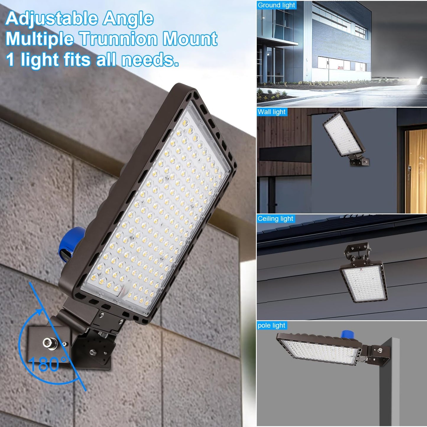 LED Parking Lot Lights 350W Outdoor, 28000LM, 5000K, Adjustable Trunnion, Dusk to Dawn, Waterproof