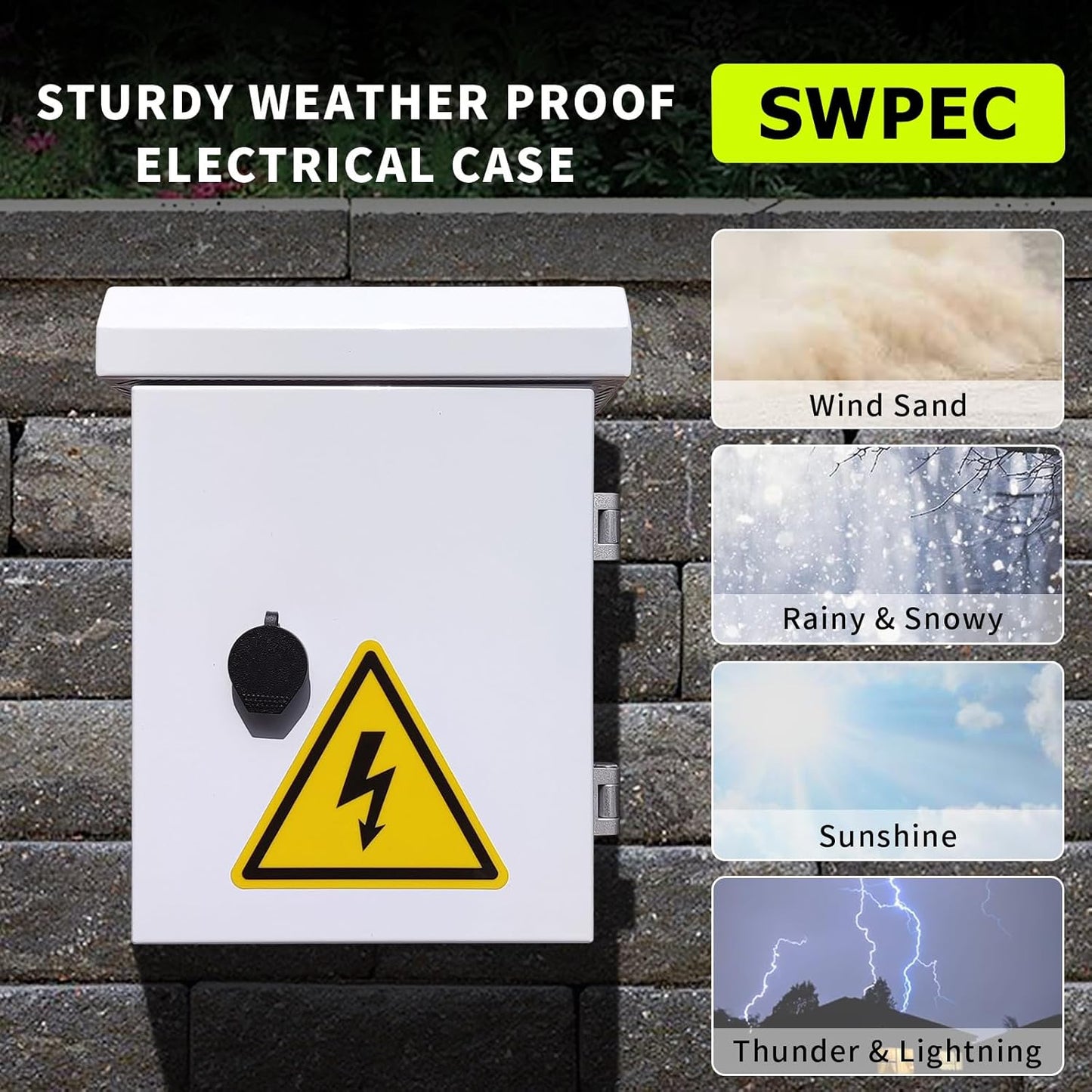 Waterproof Outdoor Electrical Junction Enclosure Nema Box with Fan-Vent, Wall/Pole Mounting Hardware 9.1x11.4x5.7'