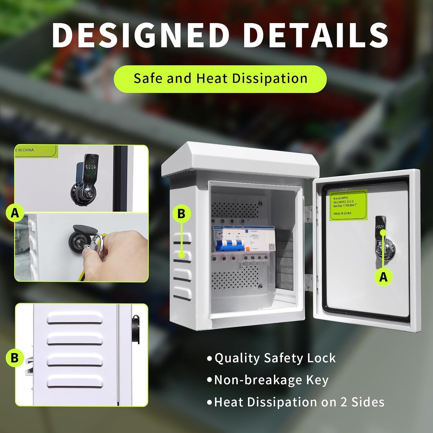 Waterproof Outdoor Electrical Junction Enclosure Nema Box with Fan-Vent, Wall/Pole Mounting Hardware 9.1x11.4x5.7'
