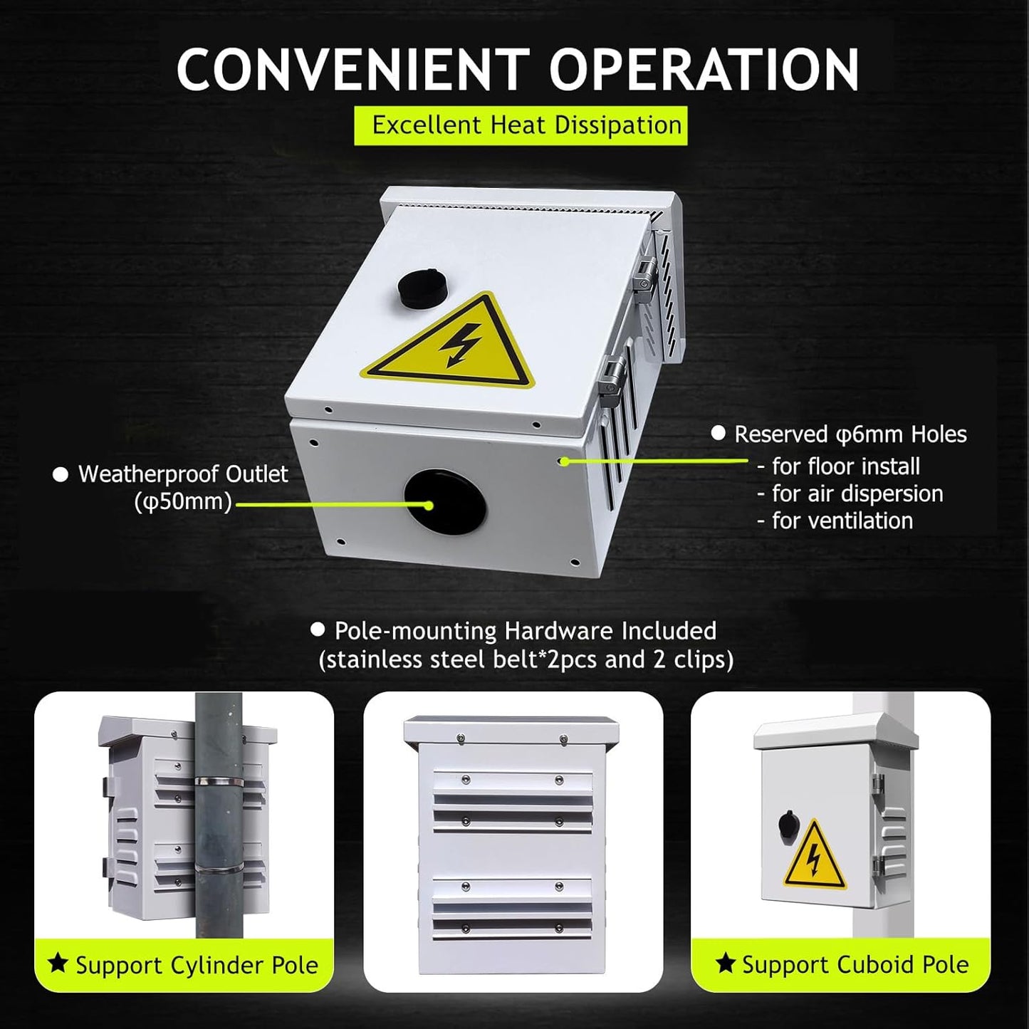 Waterproof Outdoor Electrical Junction Enclosure Nema Box with Fan-Vent, Wall/Pole Mounting Hardware 9.1x11.4x5.7'