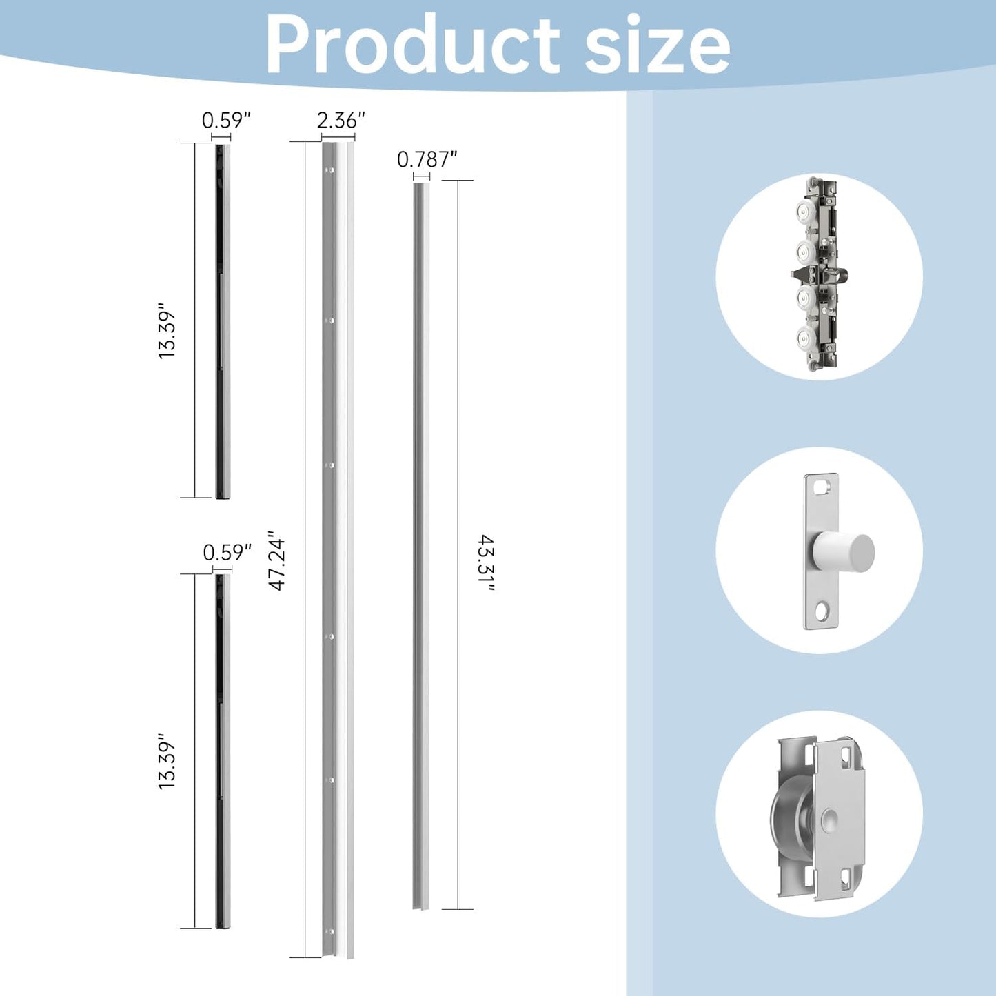 Heavy Duty Hidden Sliding Barn Door Hardware and Track, 30-47 Inch, Floating Wall Mounted Invisible Sliding Door