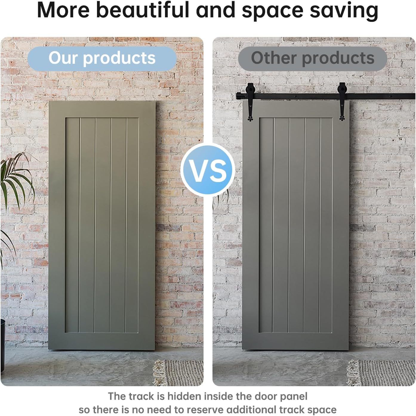 Heavy Duty Hidden Sliding Barn Door Hardware and Track, 30-47 Inch, Floating Wall Mounted Invisible Sliding Door