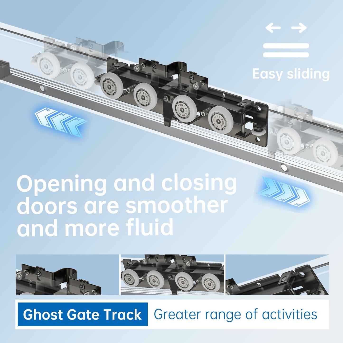 Heavy Duty Hidden Sliding Barn Door Hardware and Track, 30-47 Inch, Floating Wall Mounted Invisible Sliding Door