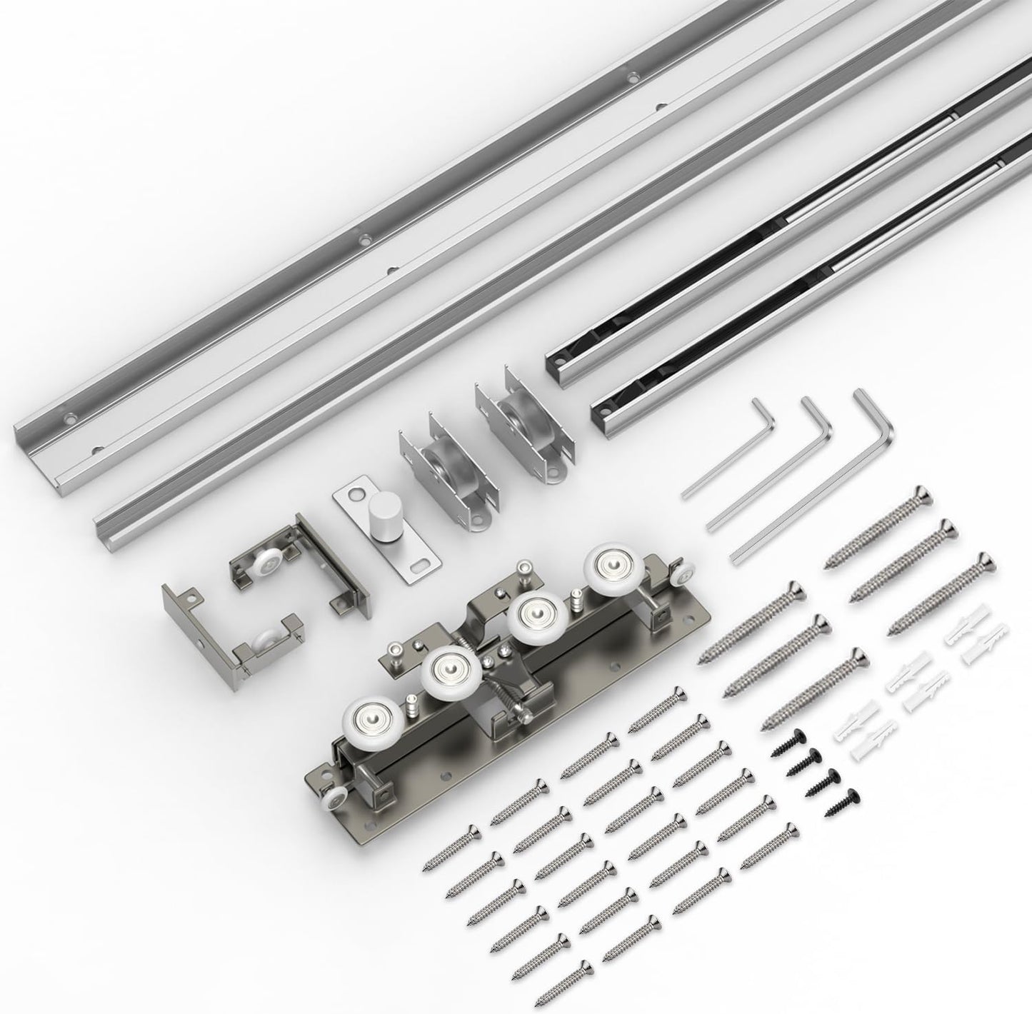 Heavy Duty Hidden Sliding Barn Door Hardware and Track, 30-47 Inch, Floating Wall Mounted Invisible Sliding Door