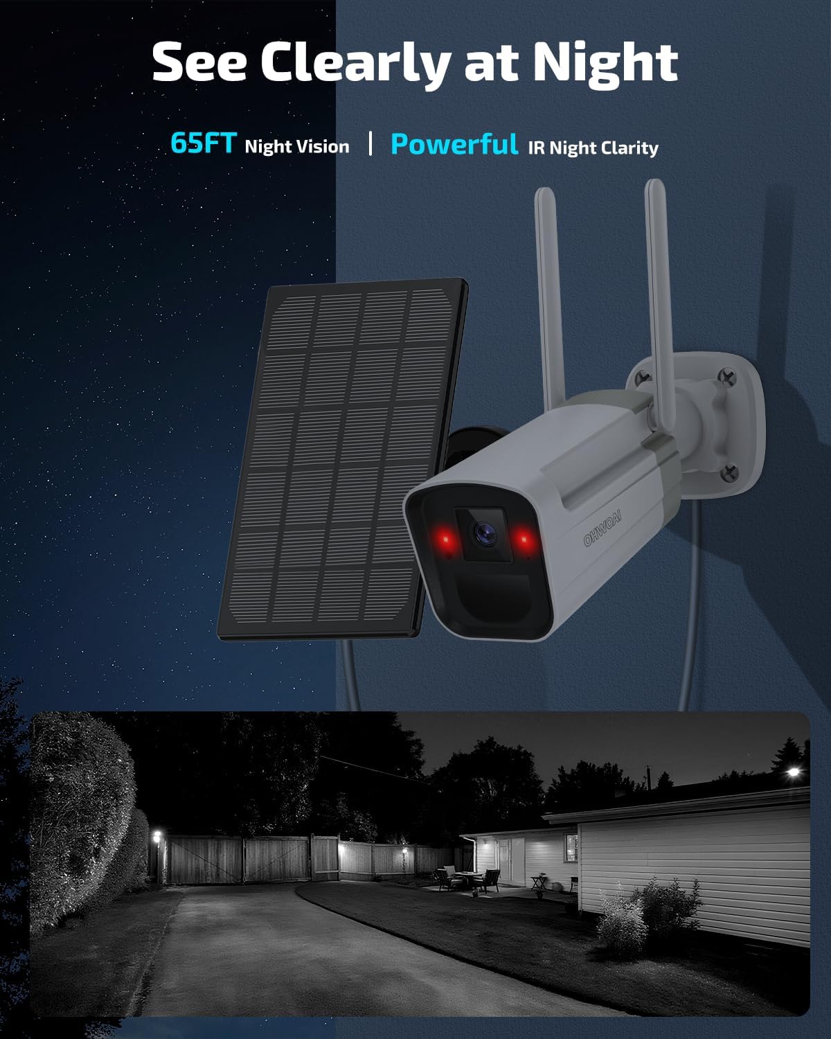 100% Solar Powered Wireless Outdoor Security Camera System, Wire-Free, Motion Detection, Home Surveillance