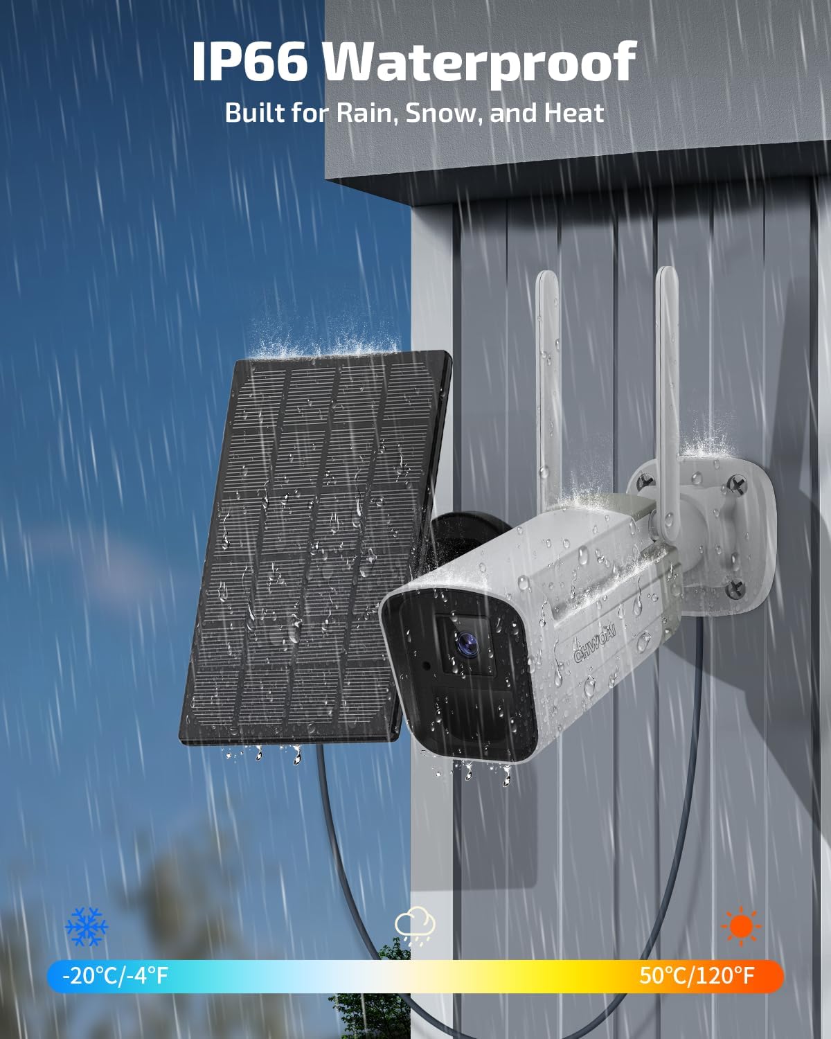 100% Solar Powered Wireless Outdoor Security Camera System, Wire-Free, Motion Detection, Home Surveillance