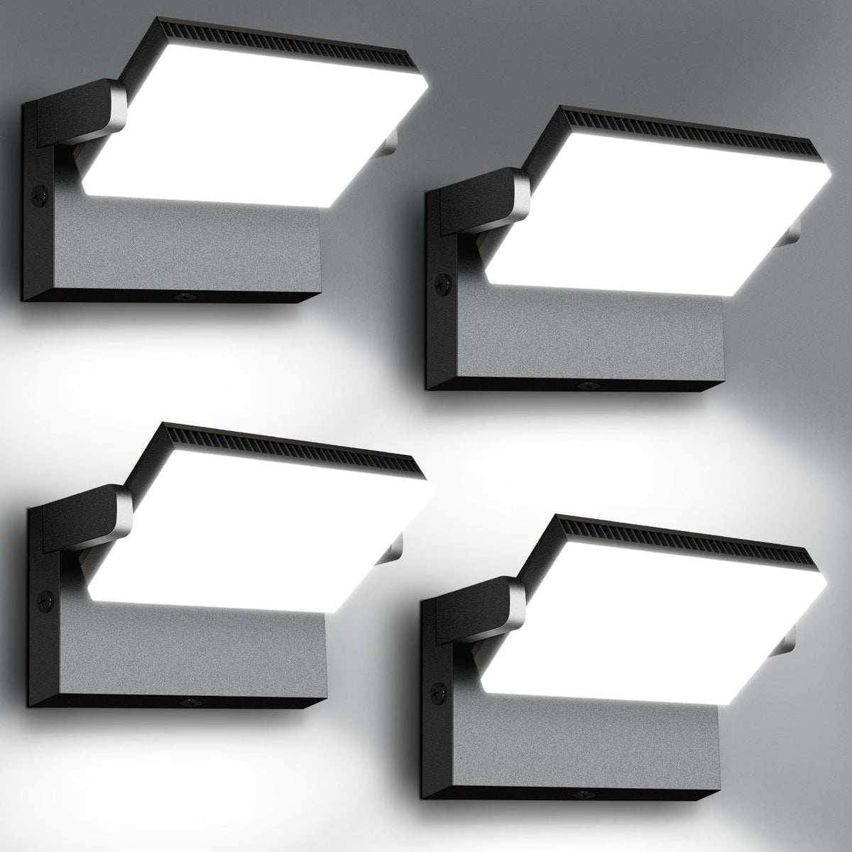 LED 360° Rotatable Flood Lights, Outdoor Adjustable Head Lighting Fixture, 5000K Waterproof, 4 Pack