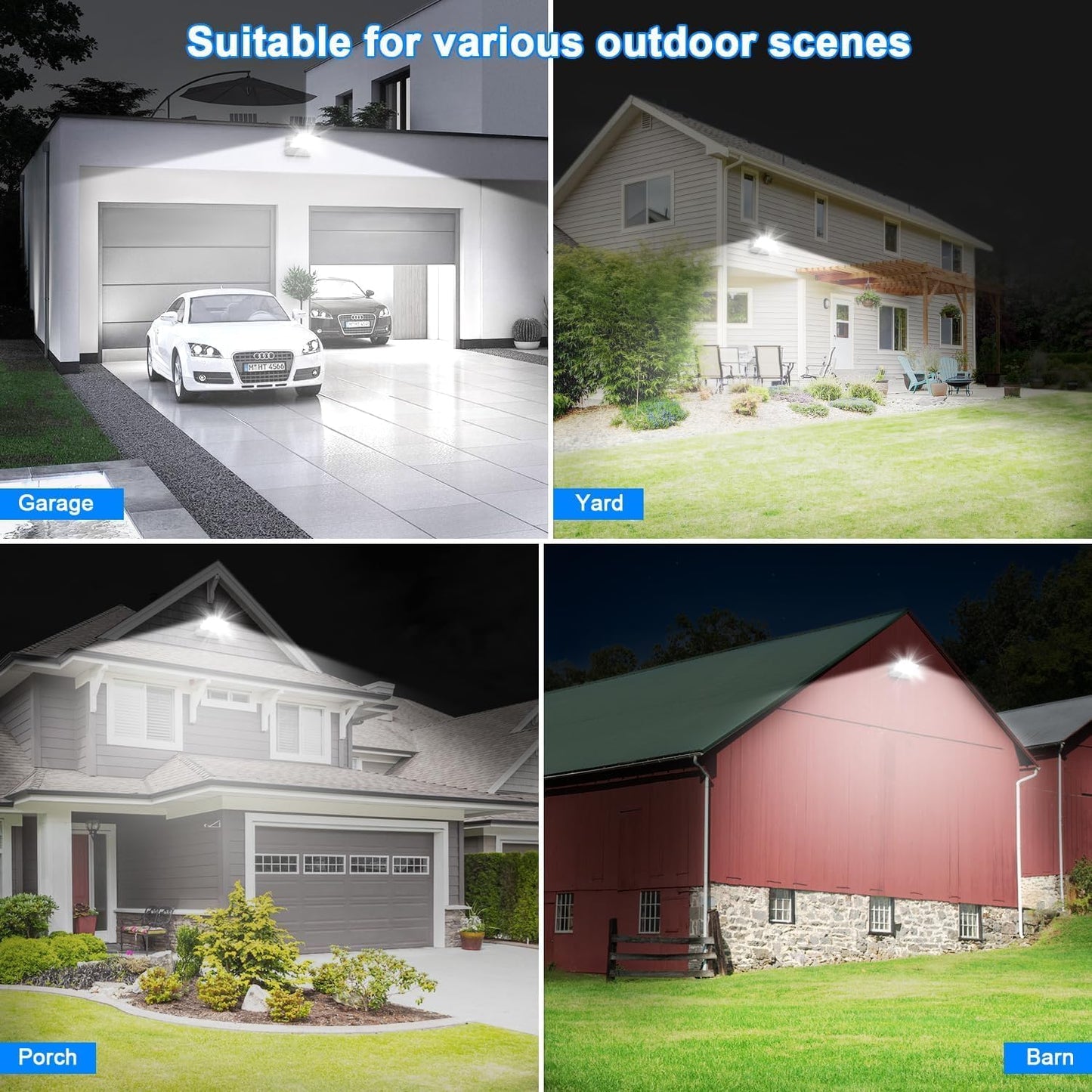 LED 360° Rotatable Flood Lights, Outdoor Adjustable Head Lighting Fixture, 5000K Waterproof, 4 Pack