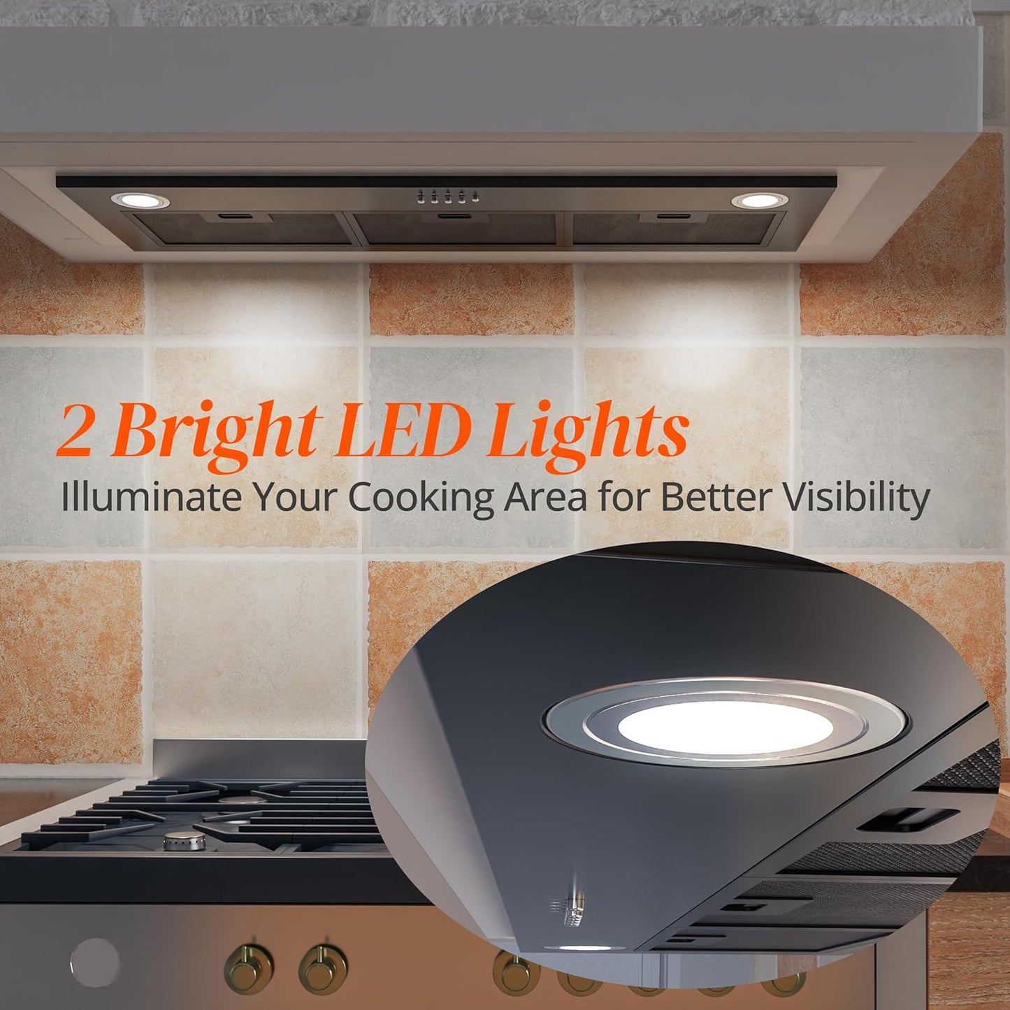 Black Range Hood Insert 36 inch, Built-in Kitchen Hood with 600 CFM, Ducted/Ductless Convertible Vent Hood