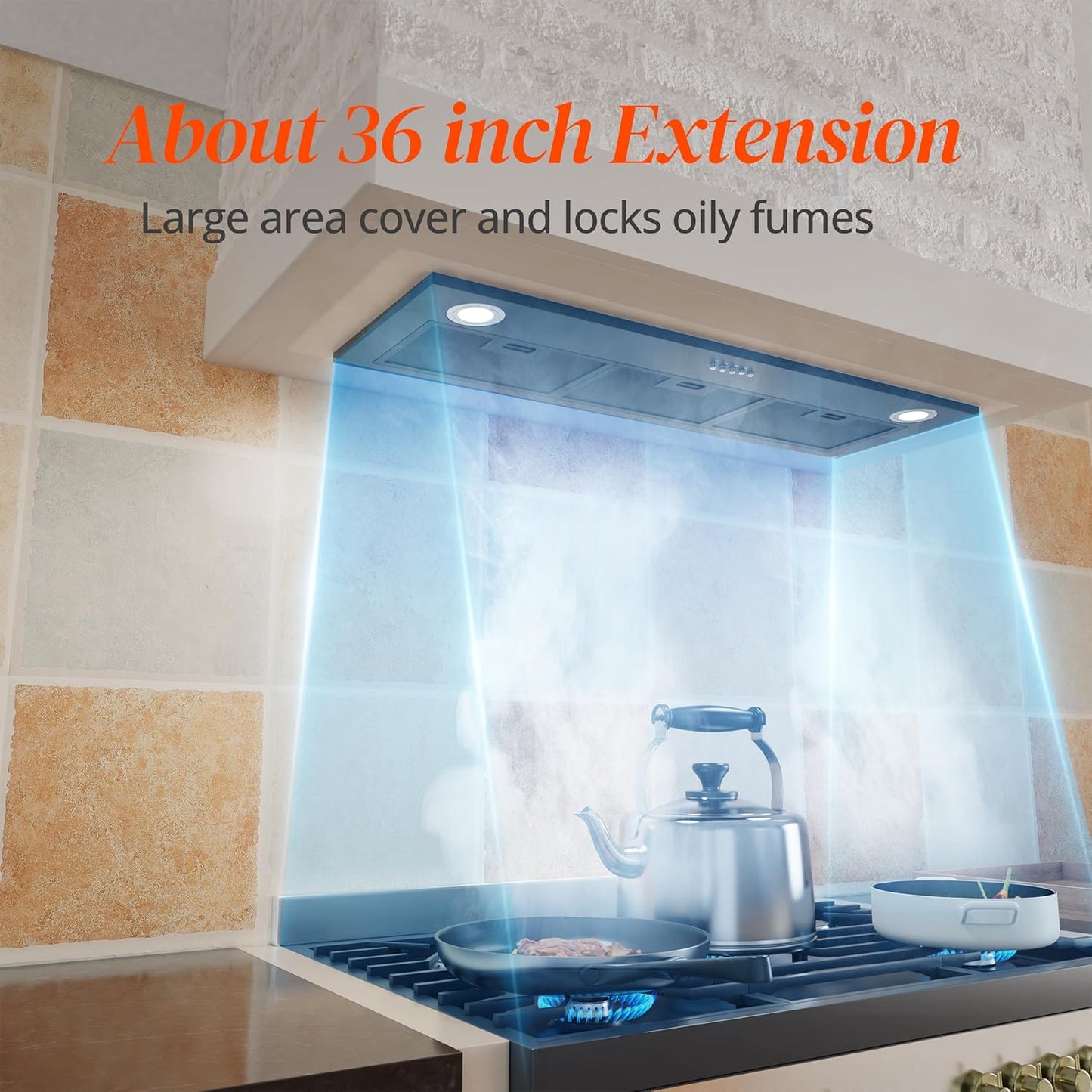 Black Range Hood Insert 36 inch, Built-in Kitchen Hood with 600 CFM, Ducted/Ductless Convertible Vent Hood