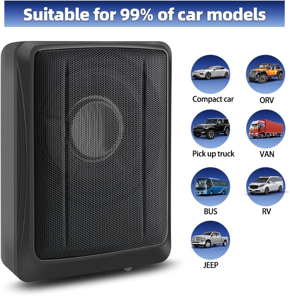 10' 600W Powered Car Subwoofer, Built-in Amplifier, 220W RMS, 20Hz-150Hz, Slim Under Seat Design, High/Low