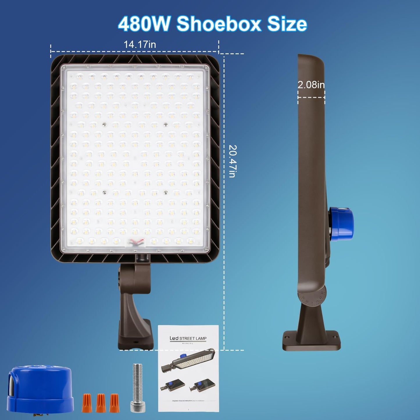 480W LED Parking Lot Light, Dusk to Dawn, Outdoor Commercial Lighting, IP65, 5000K, Heavy Duty, 2 Pack