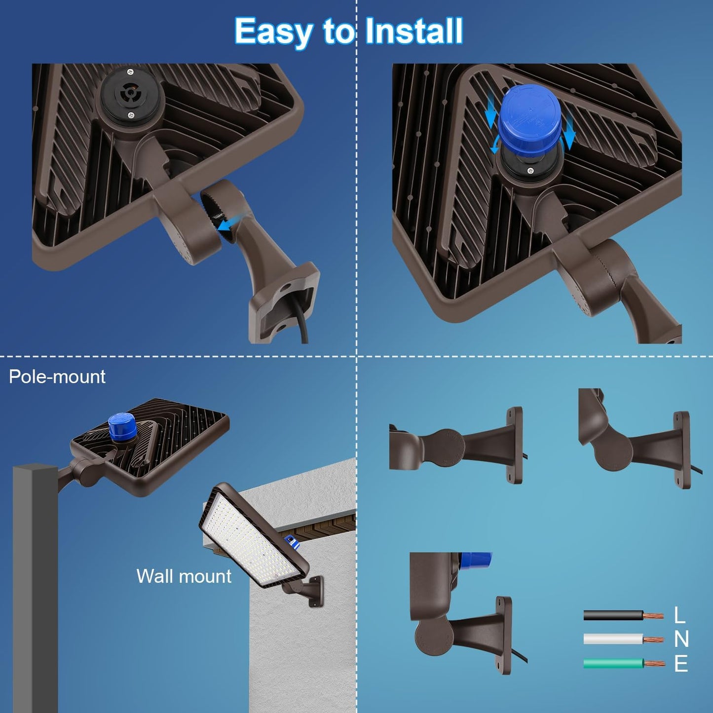 480W LED Parking Lot Light, Dusk to Dawn, Outdoor Commercial Lighting, IP65, 5000K, Heavy Duty, 2 Pack
