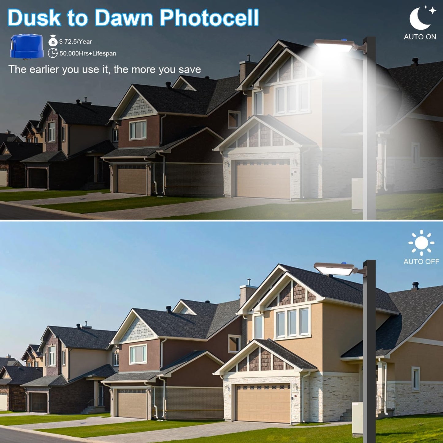 480W LED Parking Lot Light, Dusk to Dawn, Outdoor Commercial Lighting, IP65, 5000K, Heavy Duty, 2 Pack