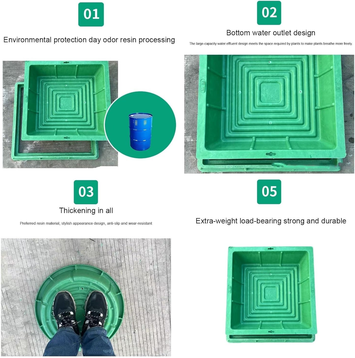 39'X19.5' Septic Tank Lid Covers, Recessed Square Septic Tank Lid Sewage