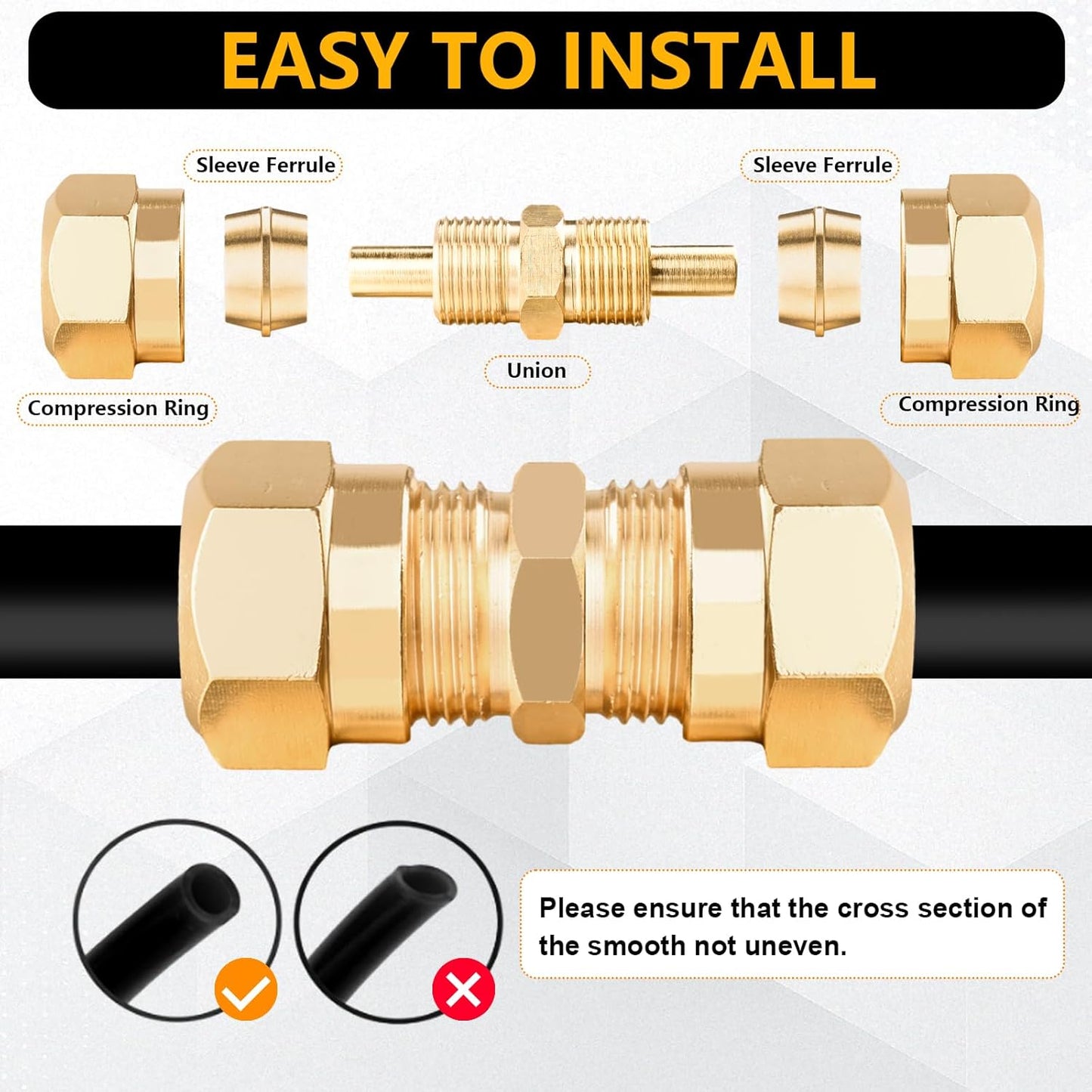 220Pcs Brass DOT Air Line Fittings, Push Lock & Air Nylon Tube Compression Fittings Kits,1/4' 1/8' 3/8' 1/2' NPT