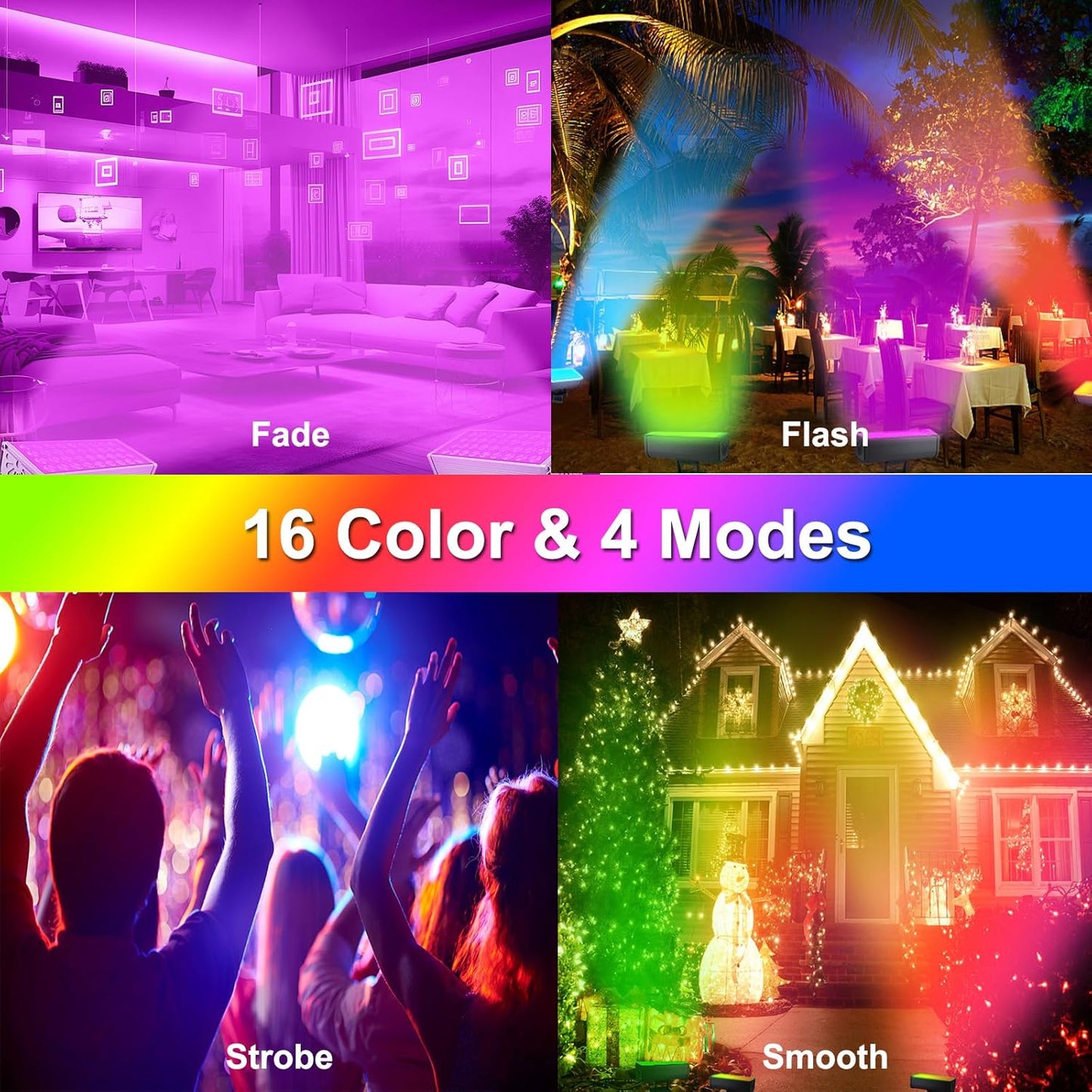144W RGBW Wall Washer Light Bar with RF Remote, 40' Color Changing, IP65 Outdoor Linear Bar for Landscape