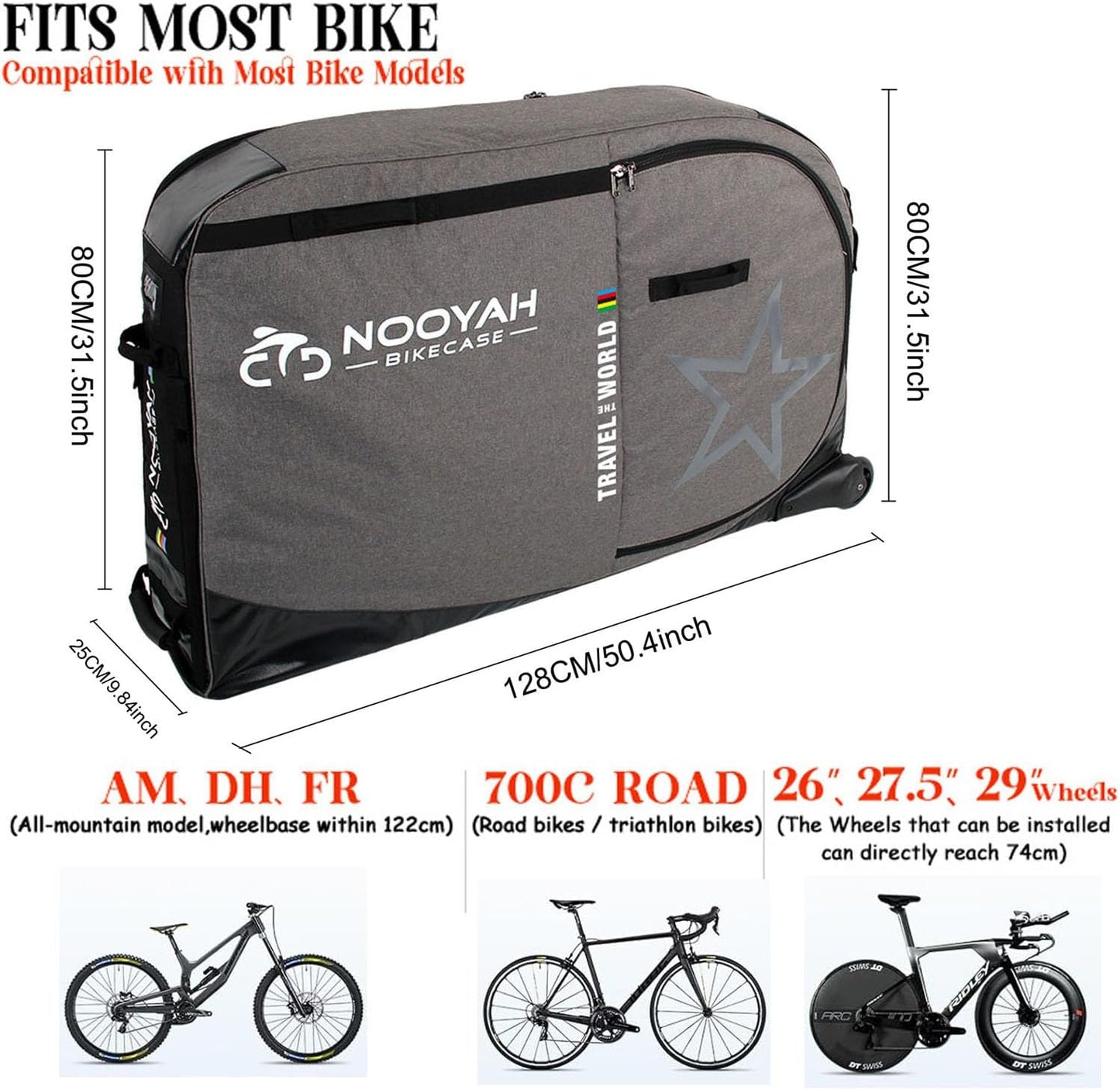 Bike Travel Case with Wheels Available for Road, AM, DH, Triathlon Bikes