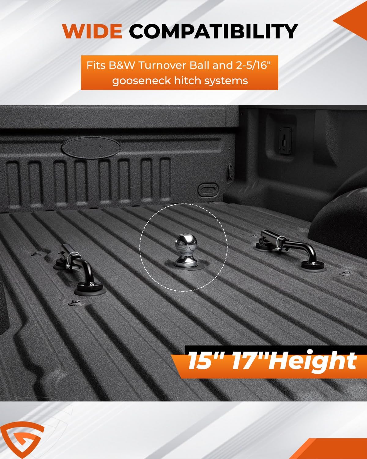 5th Wheel to Gooseneck Adapter, Adjustable 17' Hitch Converter with 2-5/16' Ball, Heavy-Duty Steel