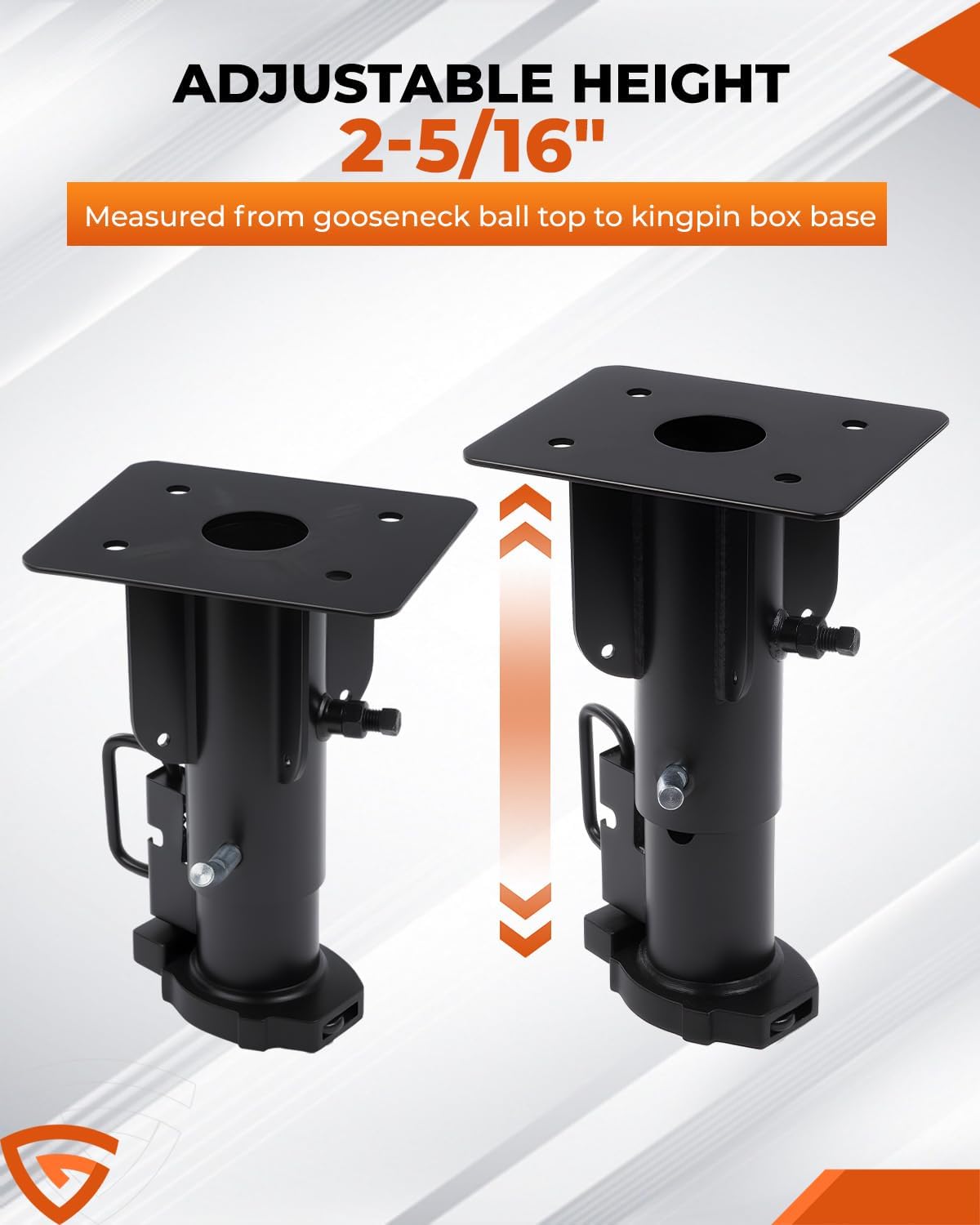 5th Wheel to Gooseneck Adapter, Adjustable 17' Hitch Converter with 2-5/16' Ball, Heavy-Duty Steel