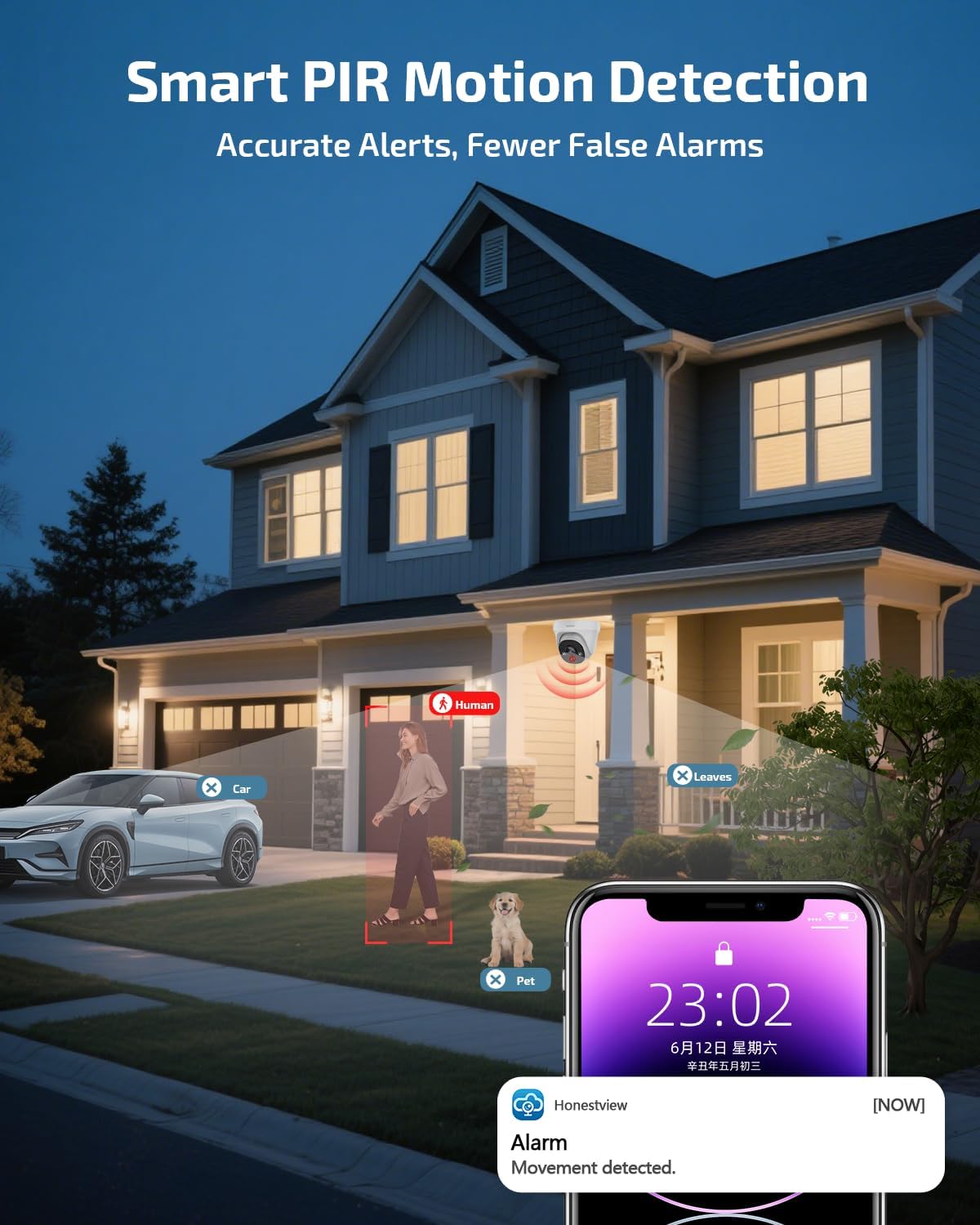 130° Wide Angle & PIR Motion Detection, Wired Security Camera System Outdoor, 4K POE IP Cameras with 8CH