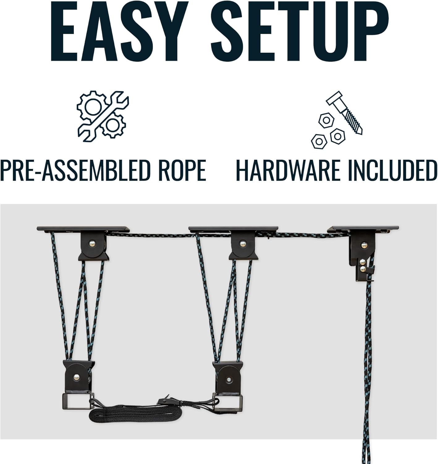 Heavy Duty Elite Canoe Hoist, Easy-Lift Garage Pulley System, Holds 150 lbs, No Assembly Required