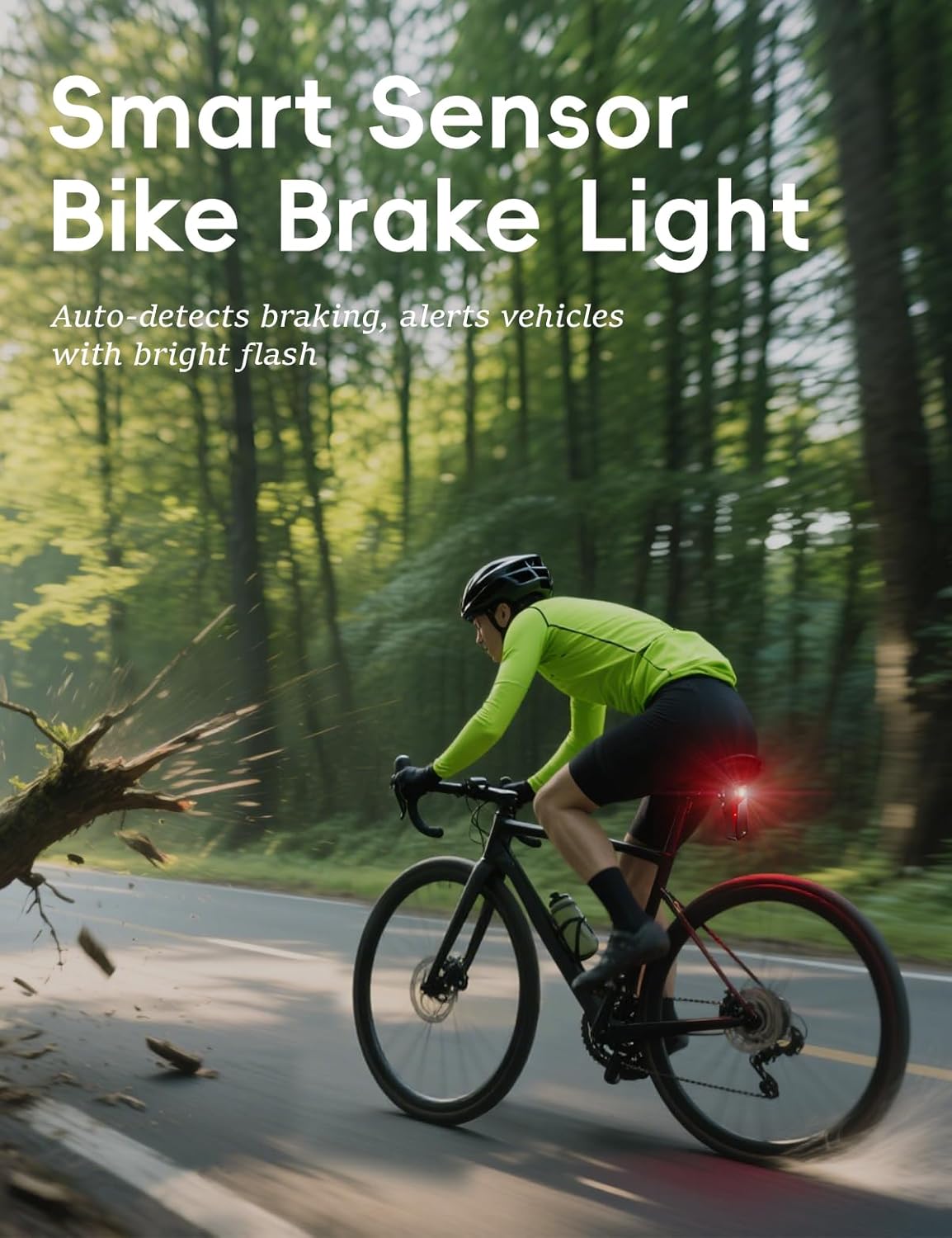 Smart Bike Radar Tail Lights, Lane-Level 120° Vehicle Detection, Bicycle Security Alert, IP67 Waterproof