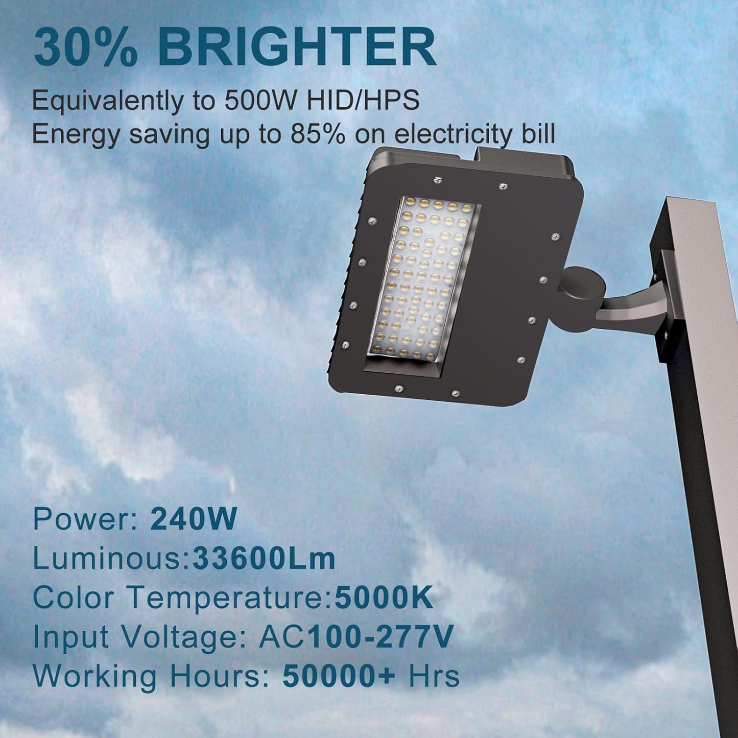 240W Parking Lot Lighting 36000Lm 5000K LED Parking Lot Lights with Dusk to Dawn Photocell, 4Pack