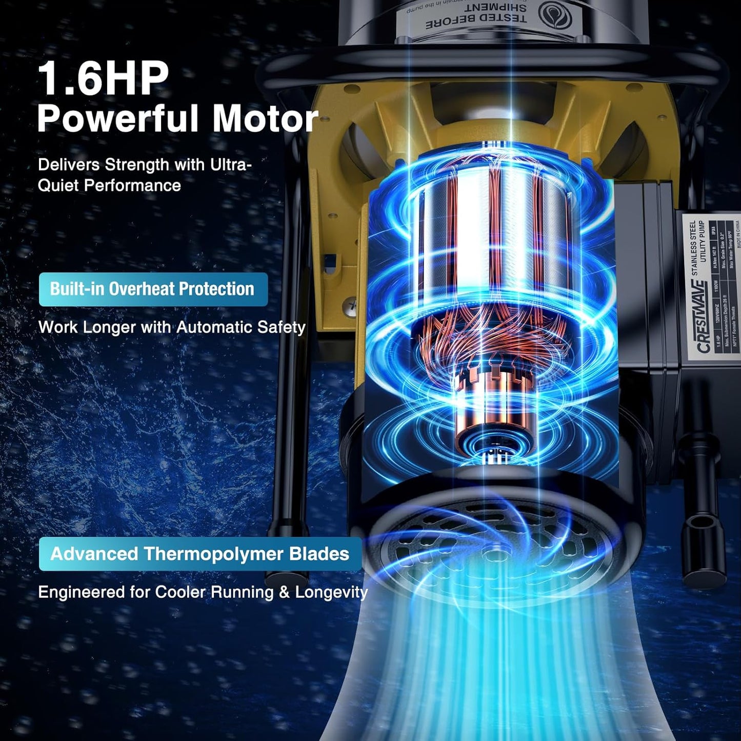 Water Transfer Pump 1.6HP 1800GPH 110V Electric Portable Shallow Well Jet Pump Sprinkler Pump Irrigation