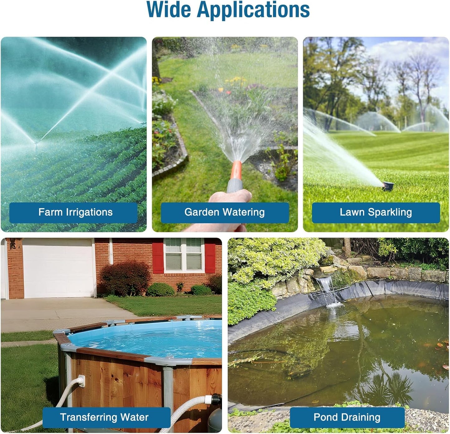 Water Transfer Pump 1.6HP 1800GPH 110V Electric Portable Shallow Well Jet Pump Sprinkler Pump Irrigation