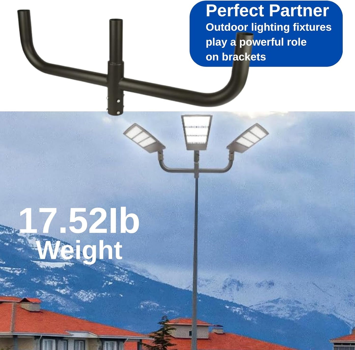 Bullhorn Mounting Bracket Tenon, 2-3/8' Round Triple Light, Adaptor for 3 Slip Fitter Lights Led