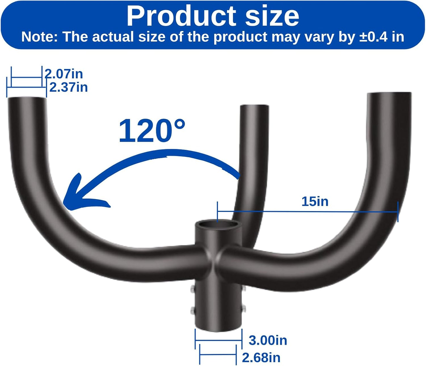 Bullhorn Tenon Adapter Bracket, Fit 3 Parking Lot Light with 2-3/8', Mounting Arm for Round Pole for Slip Fitter