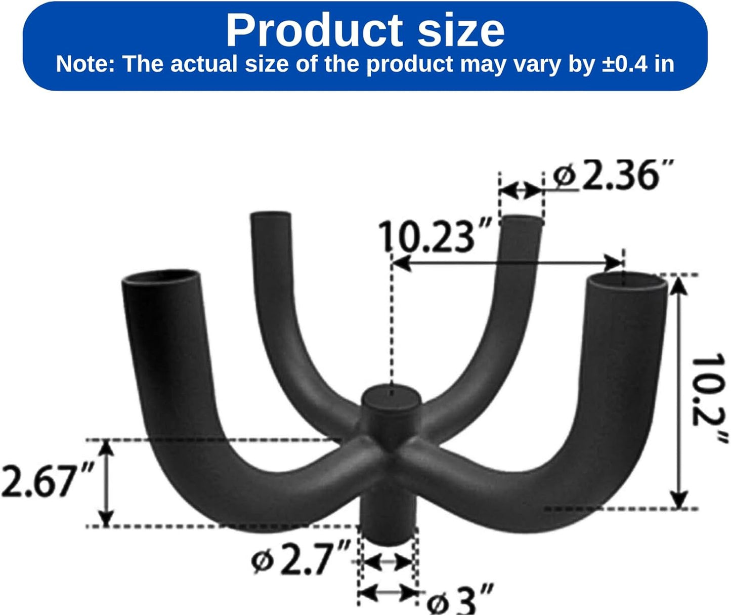 Bullhorn Tenon Adapter Bracket, with 2-3/8' 4 Arm for Round Pole, Quad Mounting Bracket for Slip Fitter Fixture