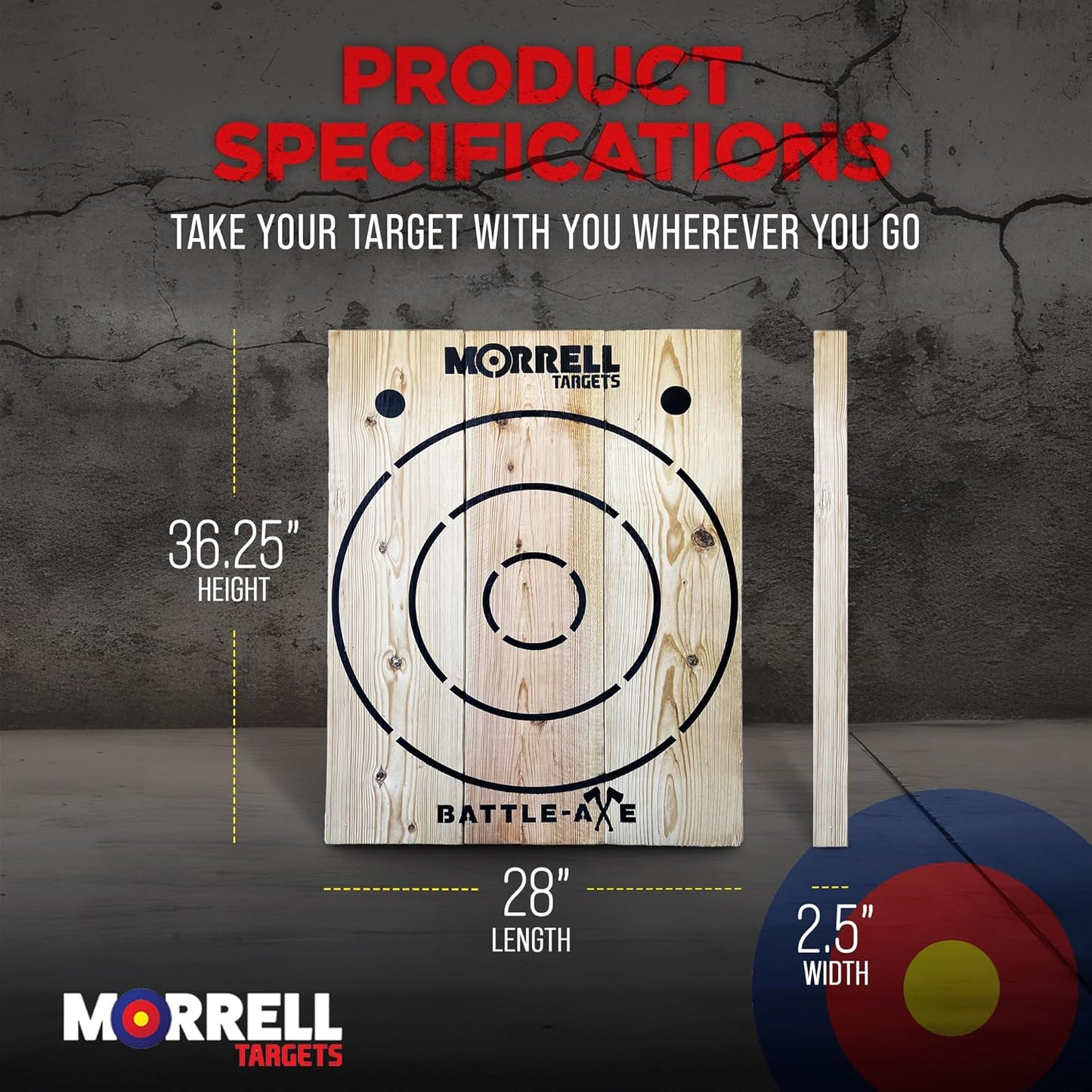 Battle Axe Single Wood Throwing Target Board with Metal Chain for Outdoor, 28 x 2.5 x 36.25 Inches, Black