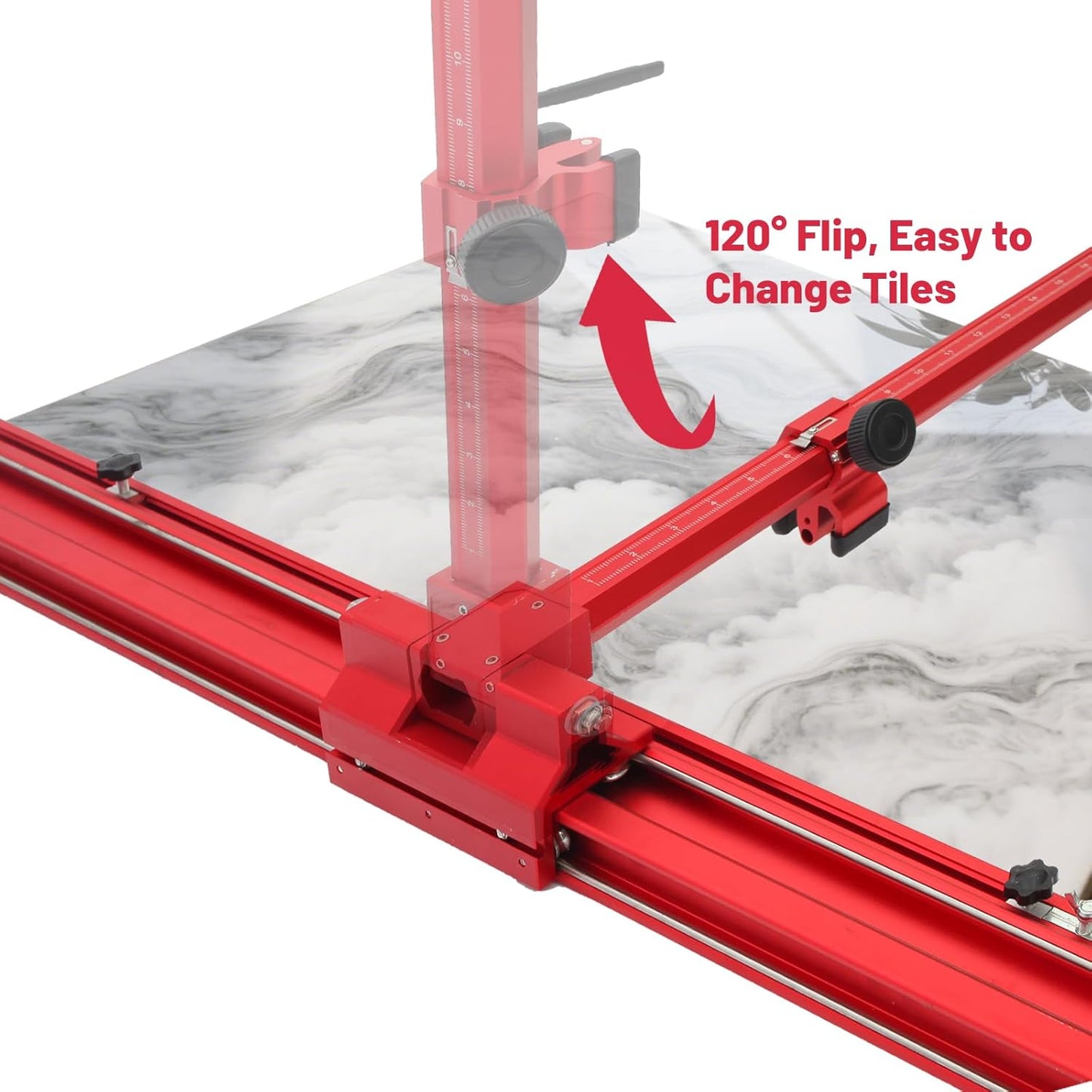 Red Manual T-Shape Tile/Glass Cutter Portable 71' Guide, Max Cutting Width 35.4', Ideal for DIY; Home Renovation