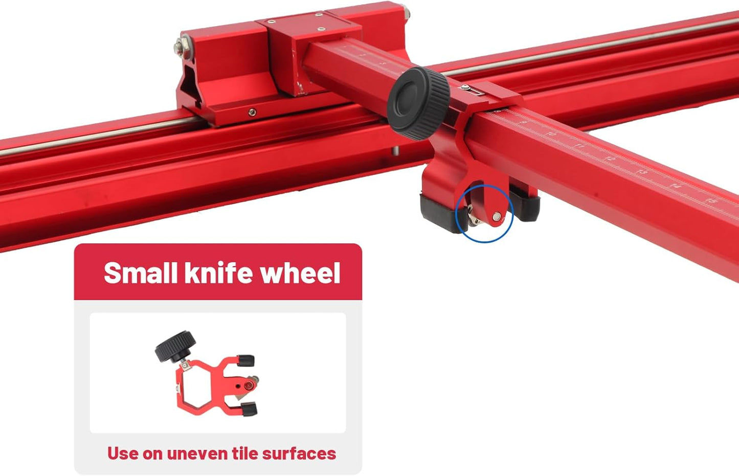 Red Manual T-Shape Tile/Glass Cutter Portable 71' Guide, Max Cutting Width 35.4', Ideal for DIY; Home Renovation