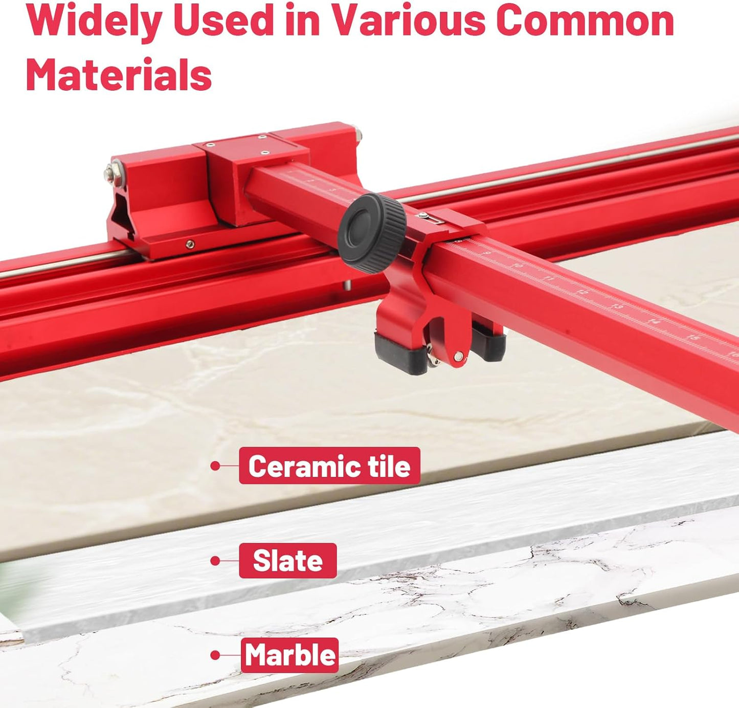 Red Manual T-Shape Tile/Glass Cutter Portable 71' Guide, Max Cutting Width 35.4', Ideal for DIY; Home Renovation