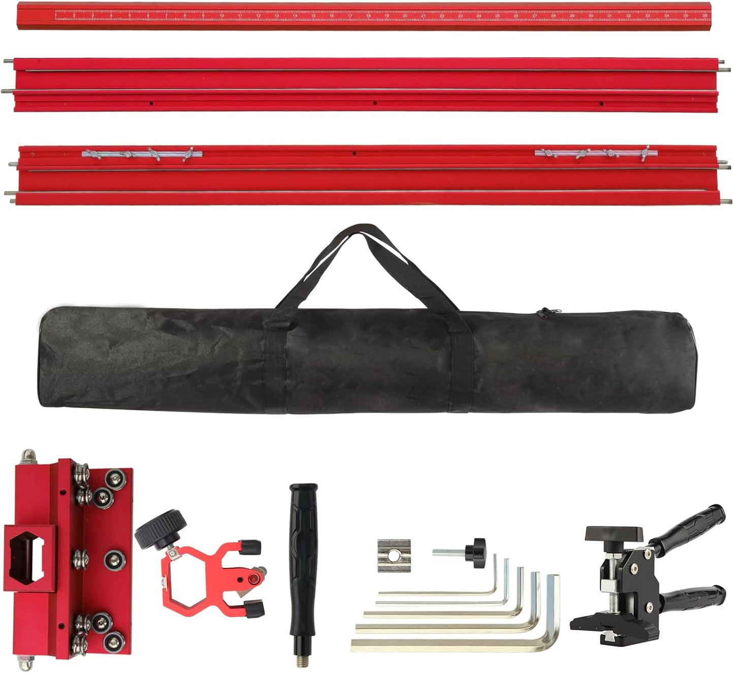 Red Manual T-Shape Tile/Glass Cutter Portable 71' Guide, Max Cutting Width 35.4', Ideal for DIY; Home Renovation