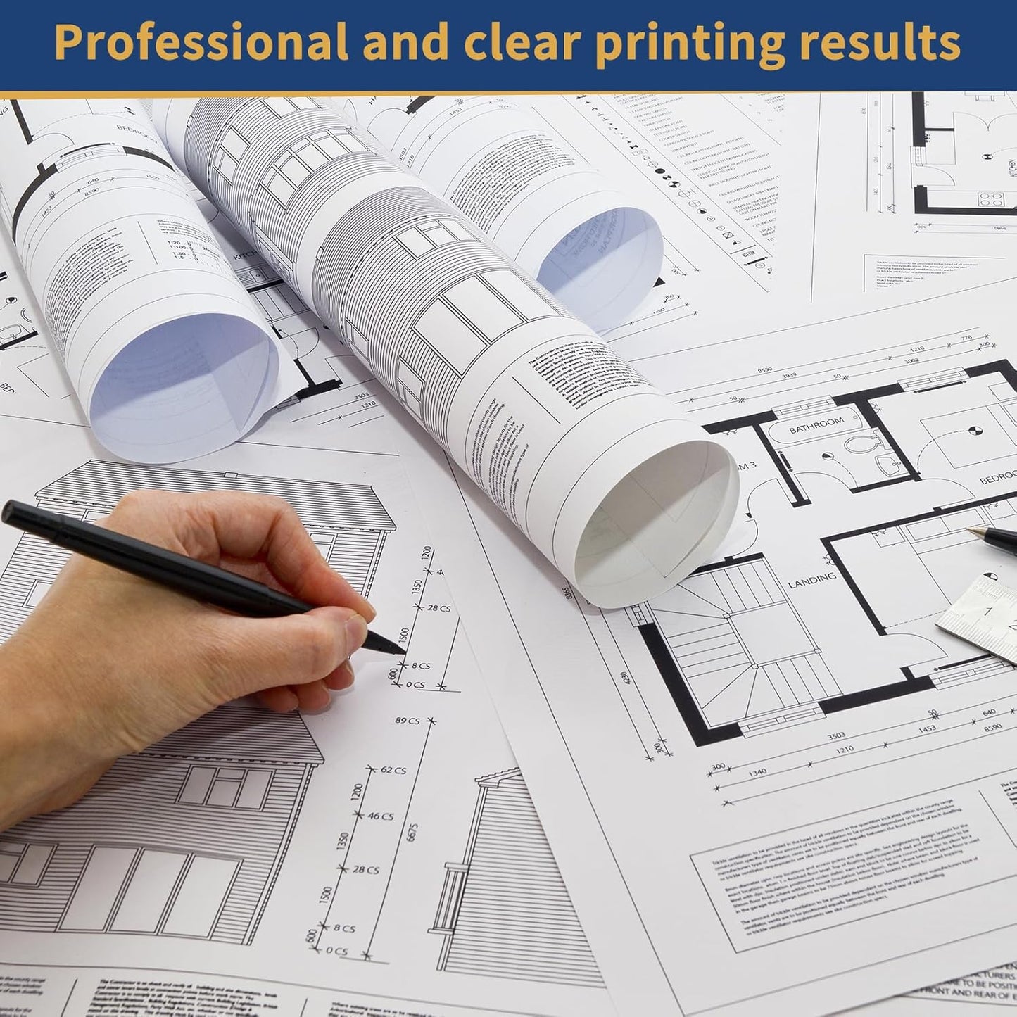 Wide Format Paper Roll,36' x 150 ft, 2' Core for CAD/Inkjet, Premium Bond Papers, Engineering/Architectural, 4pk
