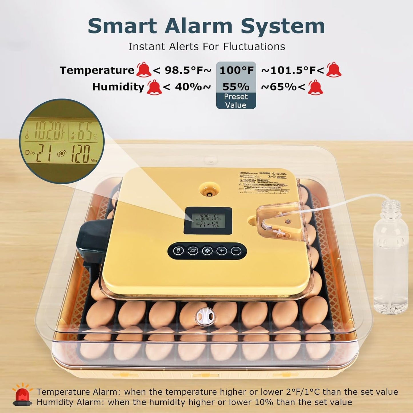 Egg Incubator for Duck, Quail, Chicken, Automatic and Adjustable Turner, Candler, 56-Egg Capacity
