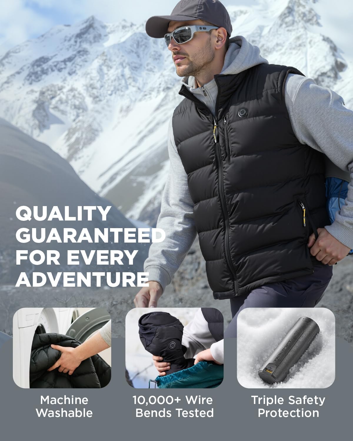 Heated Vest for Men with Battery Pack included, Lightweight Quilted Rechargeable Winter Heated Vest (Medium, Black)