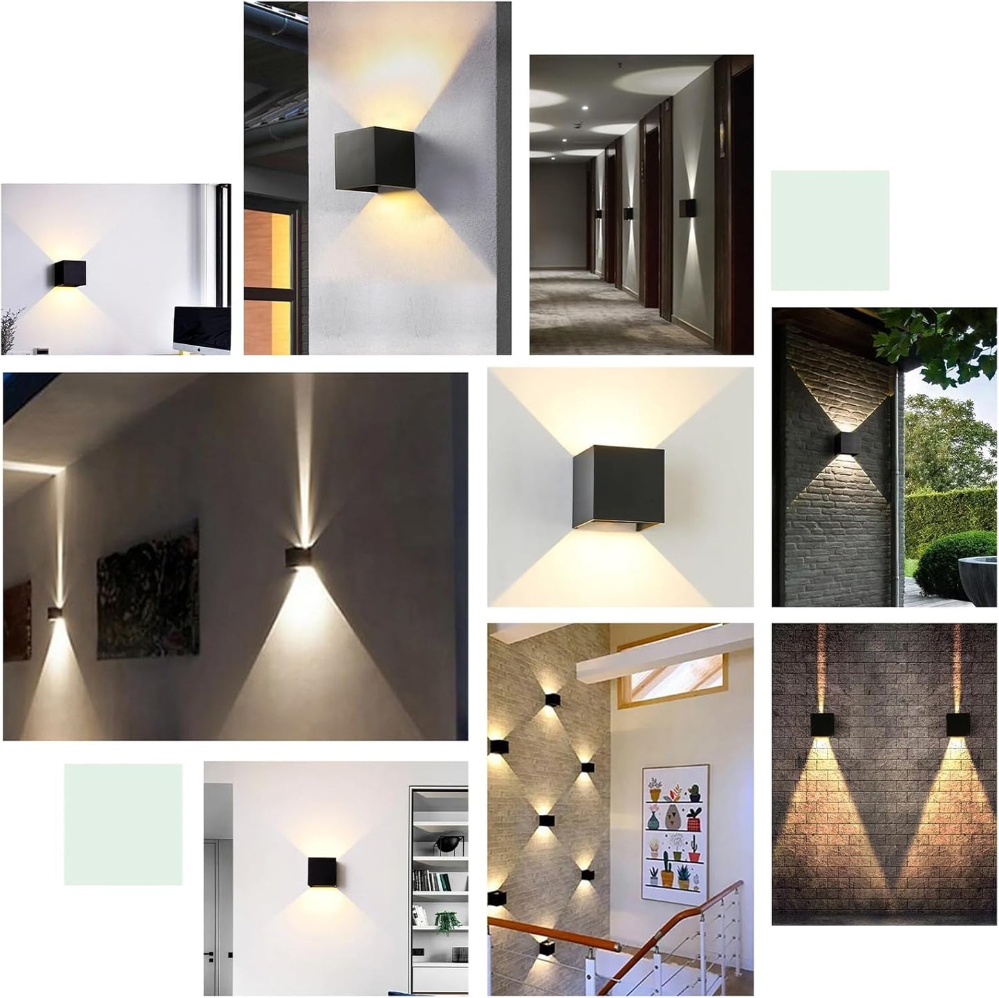 4 Pack Outdoor Wall Lights,12W Warm Light 3000K LED Modern Square Sconce Fixture Set, Waterproof