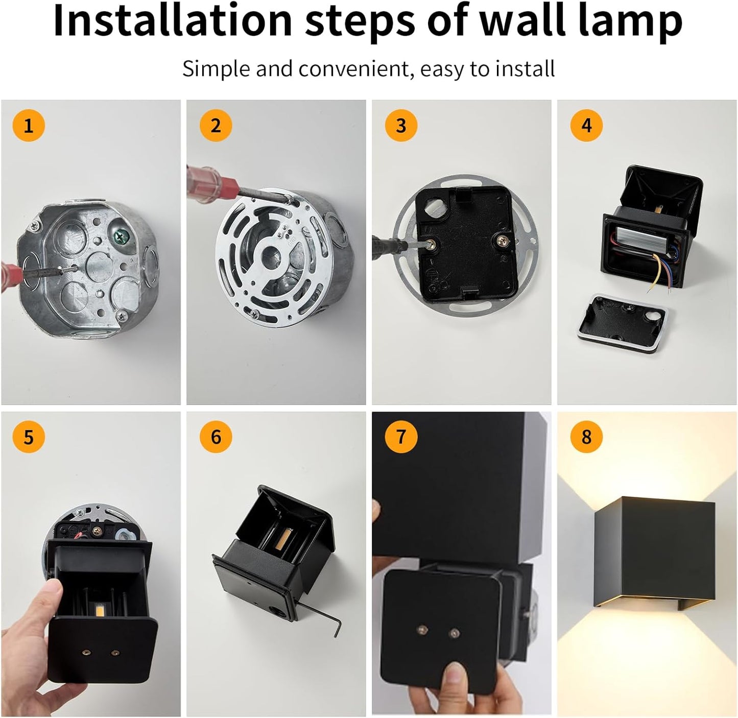 4 Pack Outdoor Wall Lights,12W Warm Light 3000K LED Modern Square Sconce Fixture Set, Waterproof