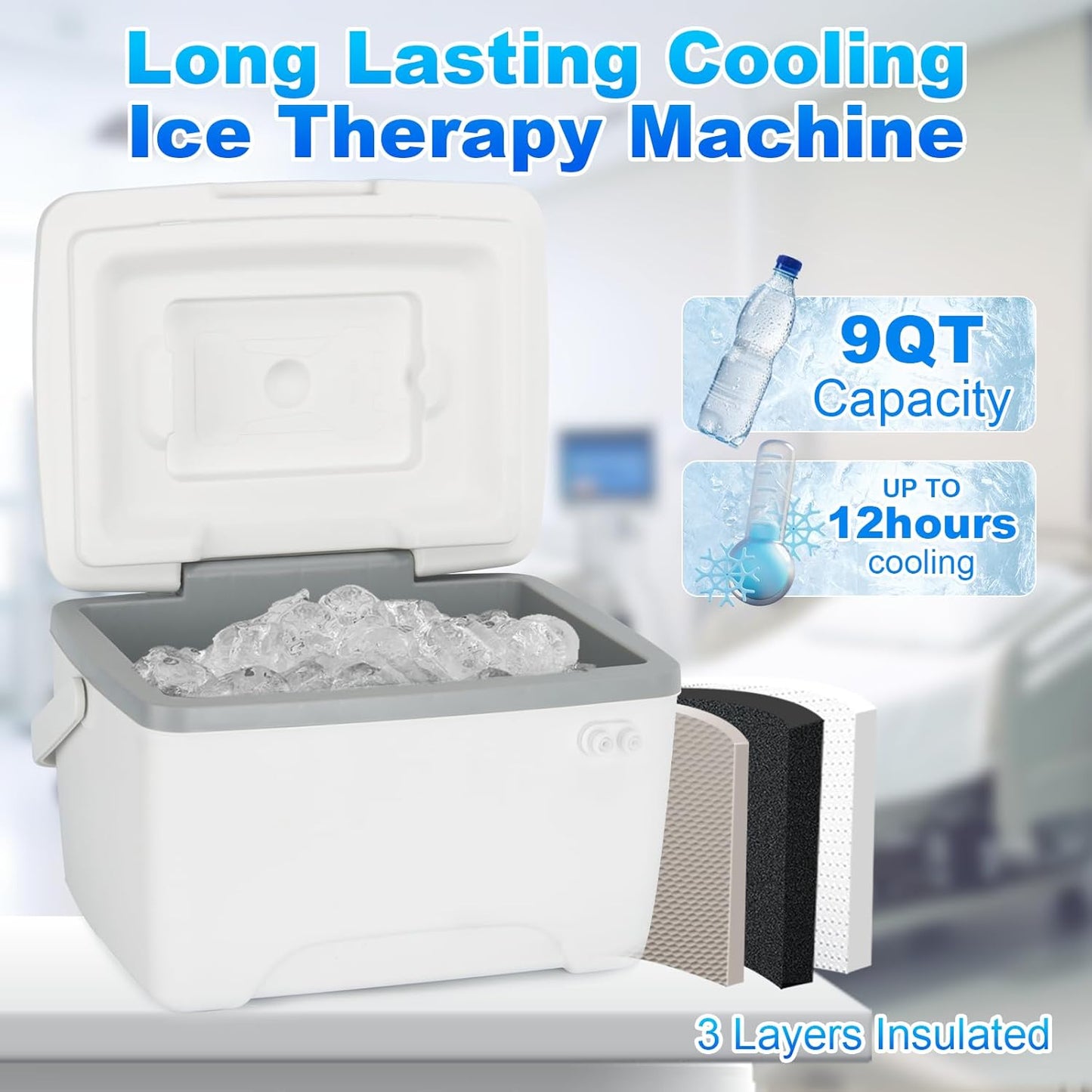 Cold Therapy Machine for Knee After Surgery, Leak-Proof, w/ Timer, Quiet Pump, and Adjustable Knee Pad