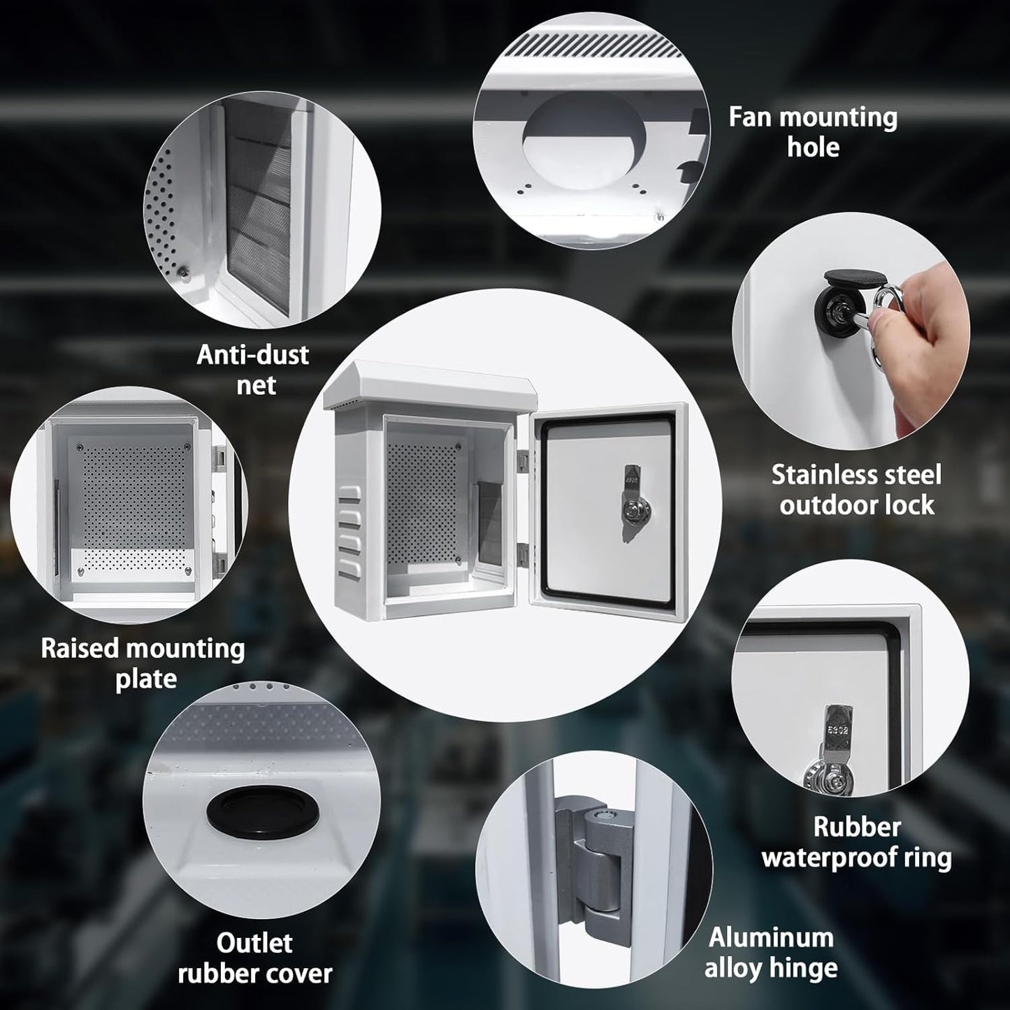 Outdoor Weatherproof Enclosure Electrical Box - 11.6x9.1x5.7, Wall/Pole Mounting Kit